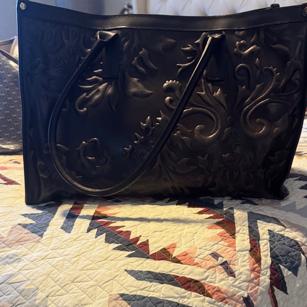 Sophisticated Black Embossed Tote